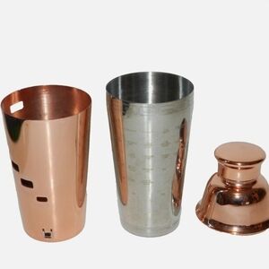 Copper and Silver Cocktail Shaker Set